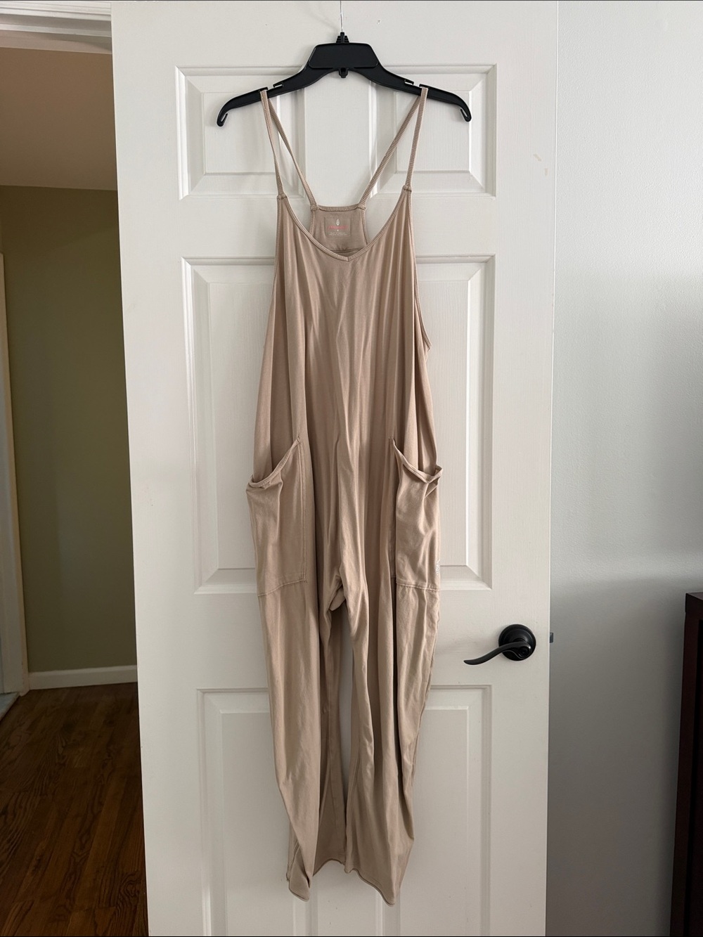 Free People Movement Relaxed Beige Women's Jumpsuit Lightweight Strappy Overalls